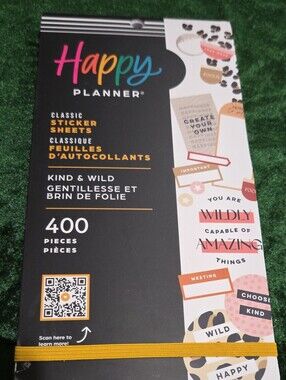 Happy Planner Kind & Wild Sticker Sheets - Black Cover, 400 Pieces